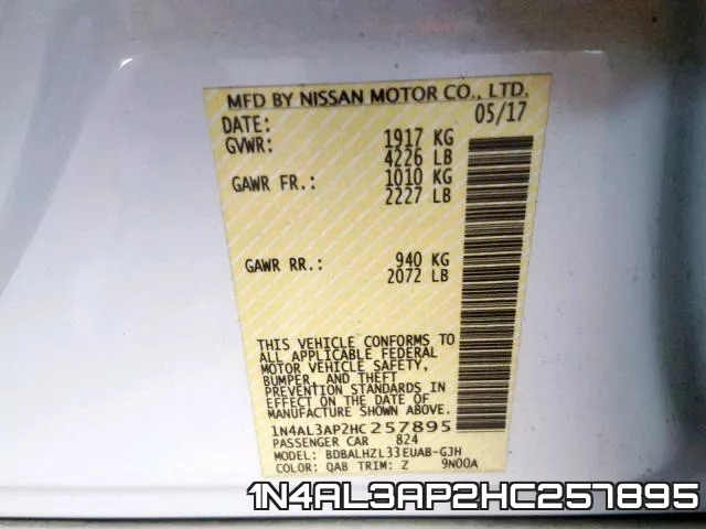 1N4AL3AP2HC257895 фото 2
