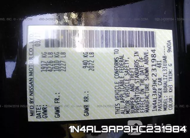1N4AL3AP3HC231984 фото 10