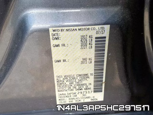 1N4AL3AP5HC297517 фото 2