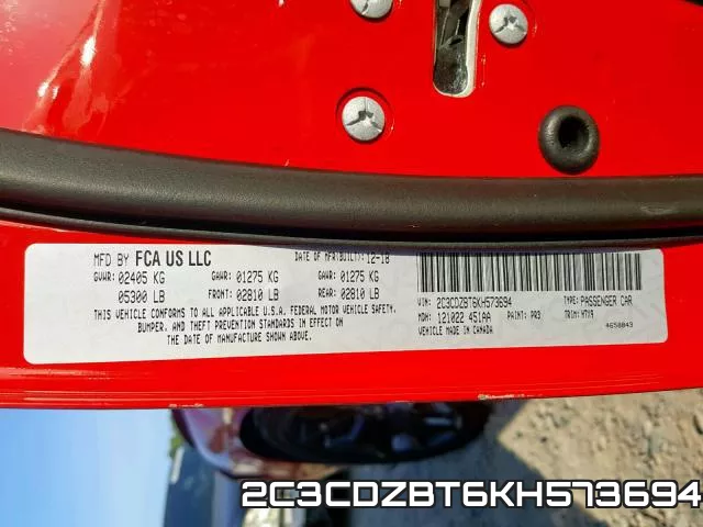 2C3CDZBT6KH573694 фото 2