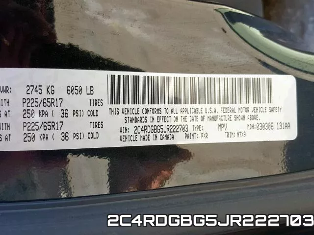 2C4RDGBG5JR222703 фото 2