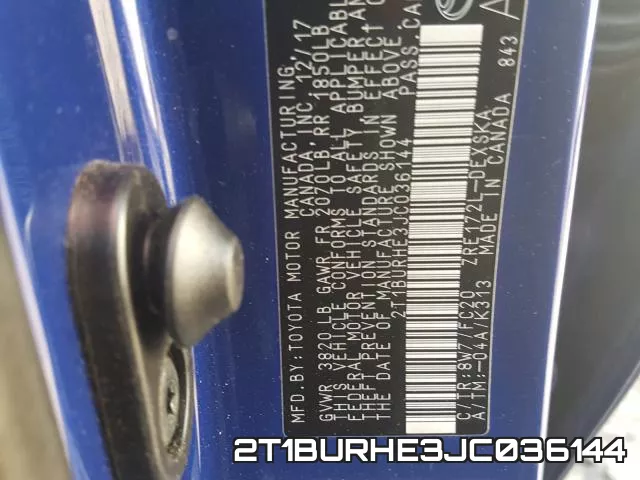 2T1BURHE3JC036144 фото 2