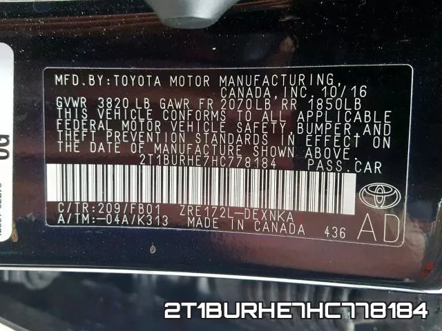 2T1BURHE7HC778184 фото 2