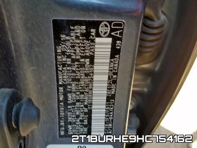 2T1BURHE9HC754162 фото 2