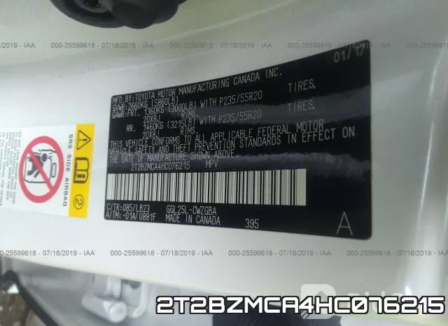 2T2BZMCA4HC076215 фото 9