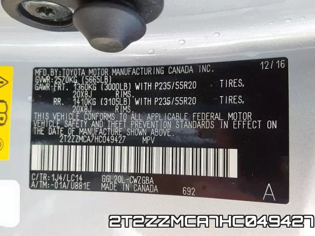 2T2ZZMCA7HC049427 фото 2