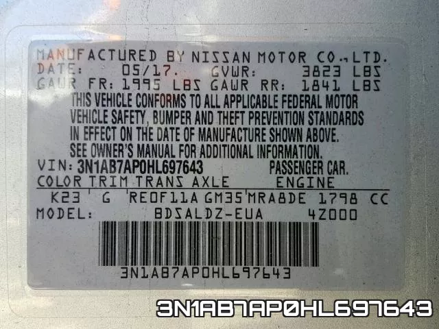 3N1AB7AP0HL697643 фото 2