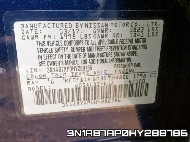 3N1AB7AP0HY288786 фото 2