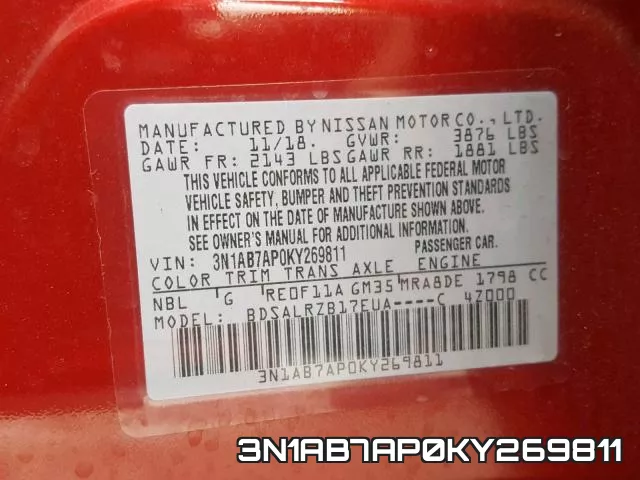 3N1AB7AP0KY269811 фото 2