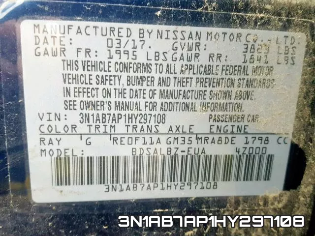3N1AB7AP1HY297108 фото 2