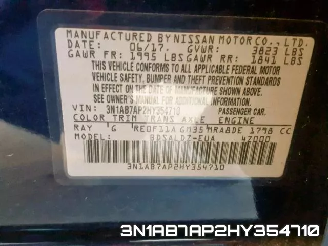 3N1AB7AP2HY354710 фото 2