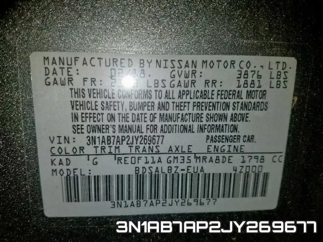 3N1AB7AP2JY269677 фото 2