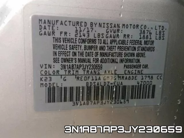 3N1AB7AP3JY230659 фото 2
