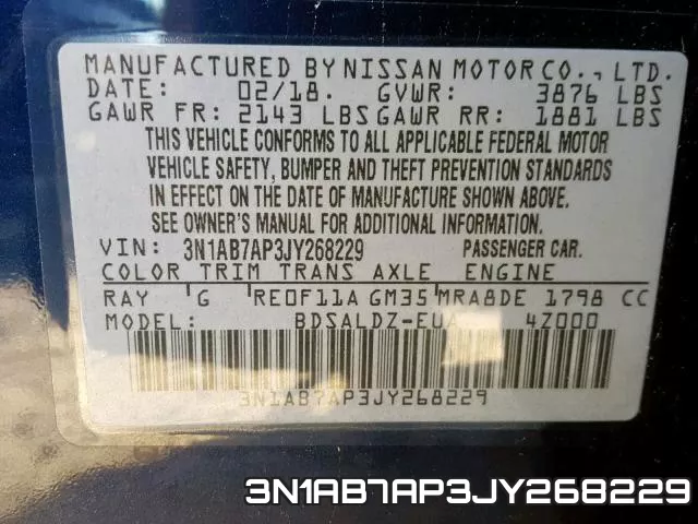 3N1AB7AP3JY268229 фото 2