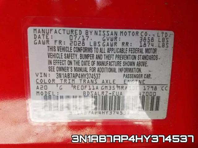 3N1AB7AP4HY374537 фото 2