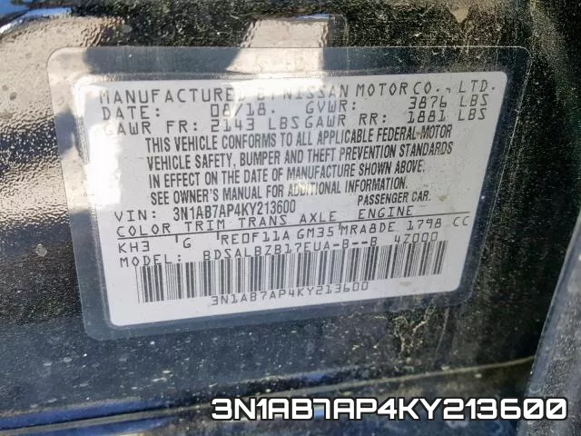 3N1AB7AP4KY213600 фото 2