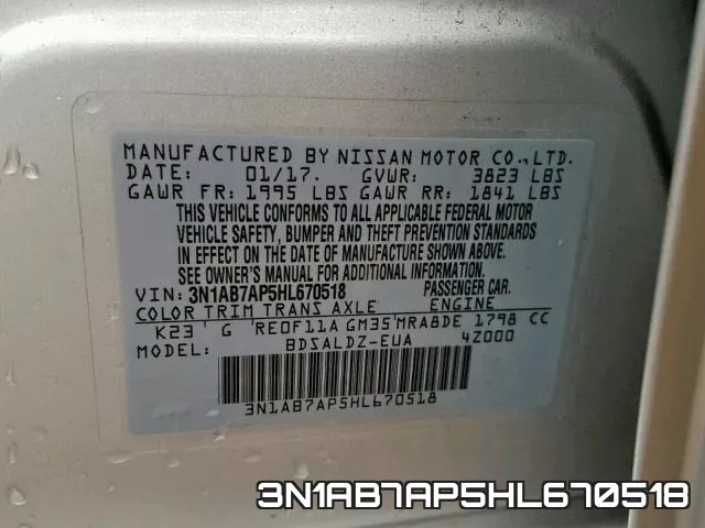 3N1AB7AP5HL670518 фото 2