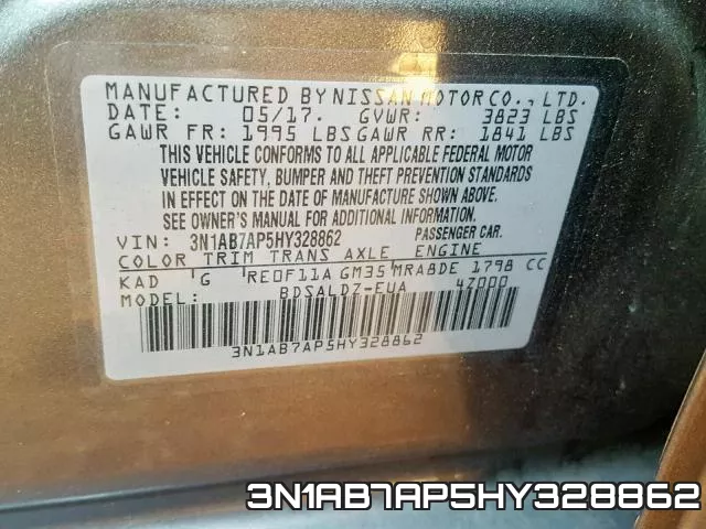 3N1AB7AP5HY328862 фото 2