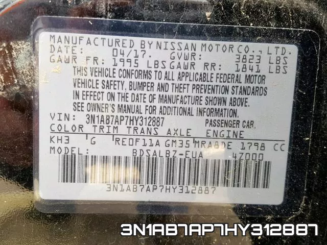 3N1AB7AP7HY312887 фото 2