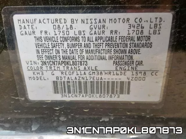 3N1CN7AP0KL807873 фото 2