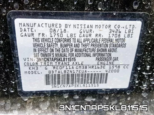 3N1CN7AP5KL811515 фото 2