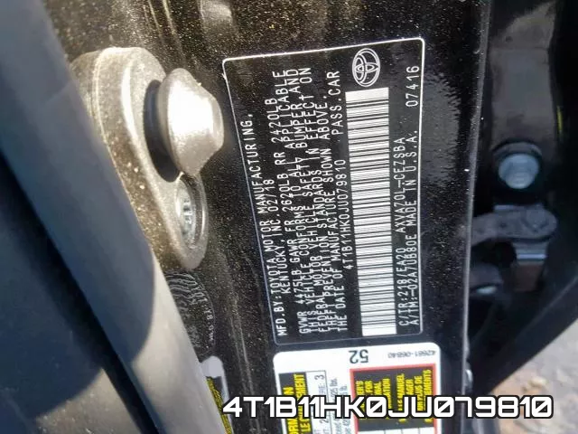 4T1B11HK0JU079810 фото 2