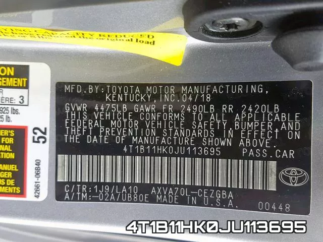 4T1B11HK0JU113695 фото 2