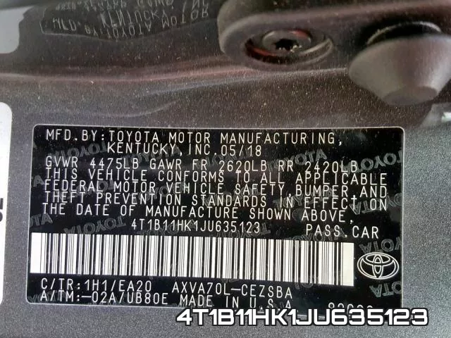 4T1B11HK1JU635123 фото 2