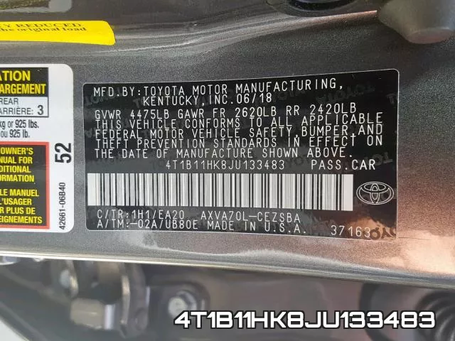 4T1B11HK8JU133483 фото 2