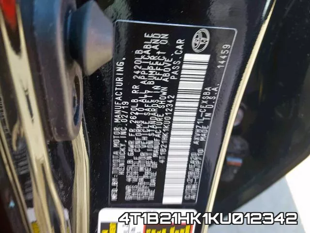 4T1B21HK1KU012342 фото 2