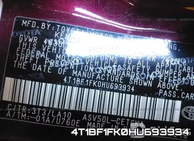 4T1BF1FK0HU693934 фото 10