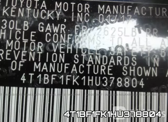 4T1BF1FK1HU378804 фото 10