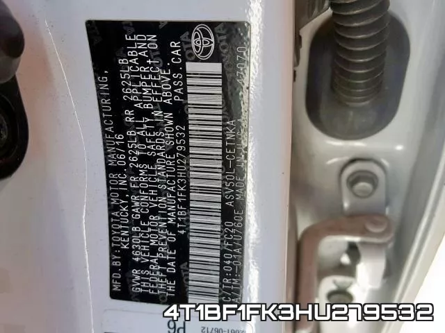 4T1BF1FK3HU279532 фото 2