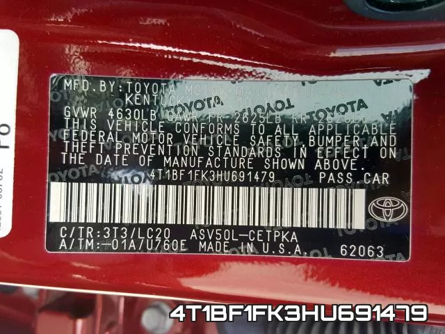 4T1BF1FK3HU691479 фото 2
