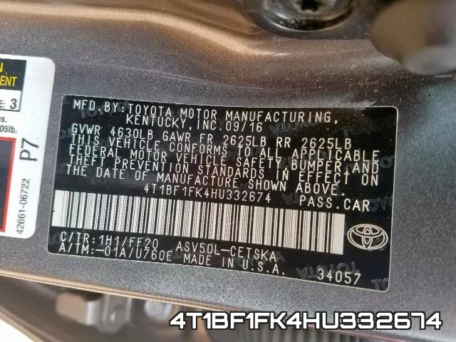 4T1BF1FK4HU332674 фото 2
