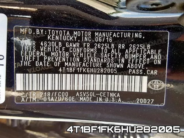4T1BF1FK6HU282005 фото 2