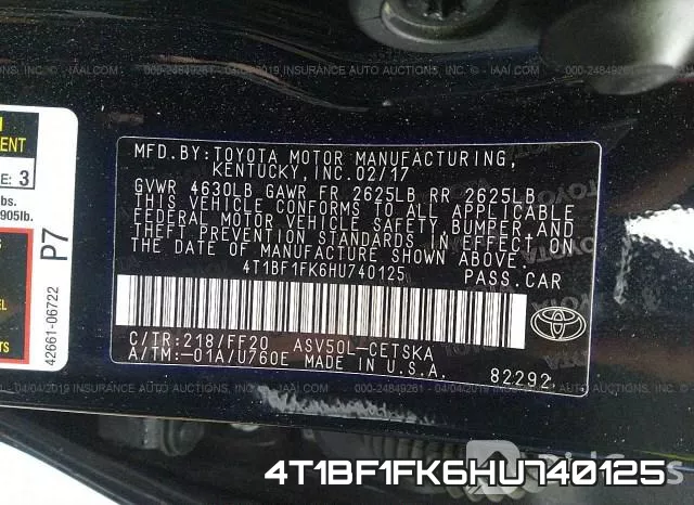4T1BF1FK6HU740125 фото 10