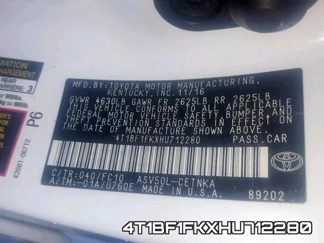 4T1BF1FKXHU712280 фото 2