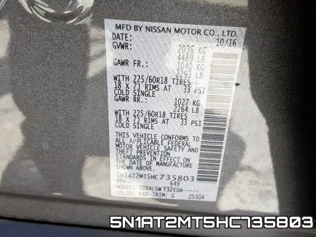 5N1AT2MT5HC735803 фото 2