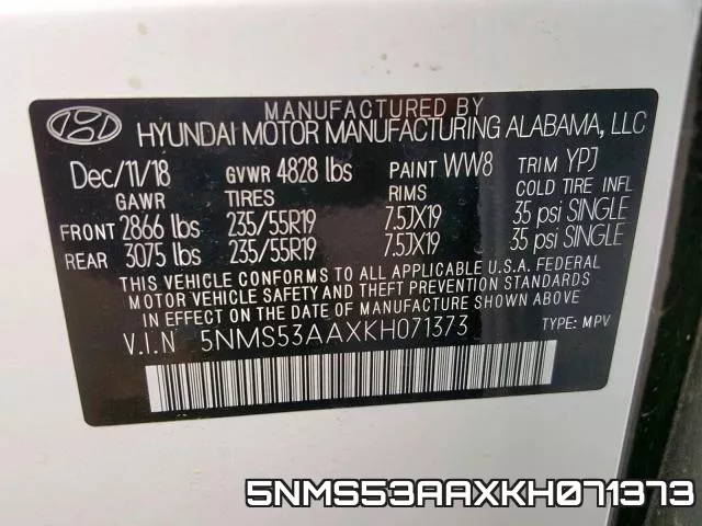 5NMS53AAXKH071373 фото 2