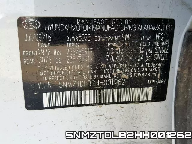 5NMZTDLB2HH001262 фото 2