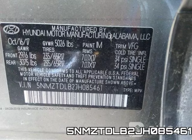 5NMZTDLB2JH085461 фото 10