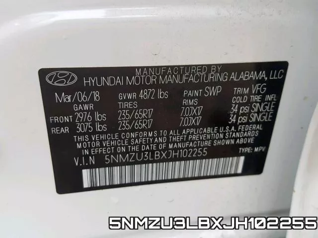5NMZU3LBXJH102255 фото 2