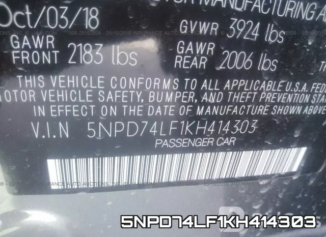 5NPD74LF1KH414303 фото 10