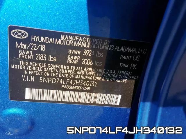5NPD74LF4JH340132 фото 2
