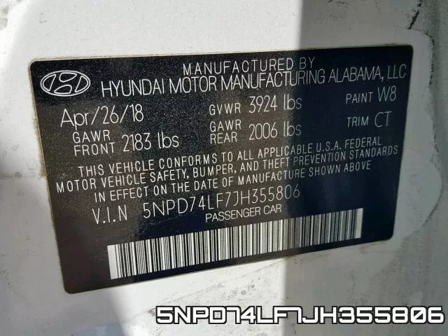 5NPD74LF7JH355806 фото 2