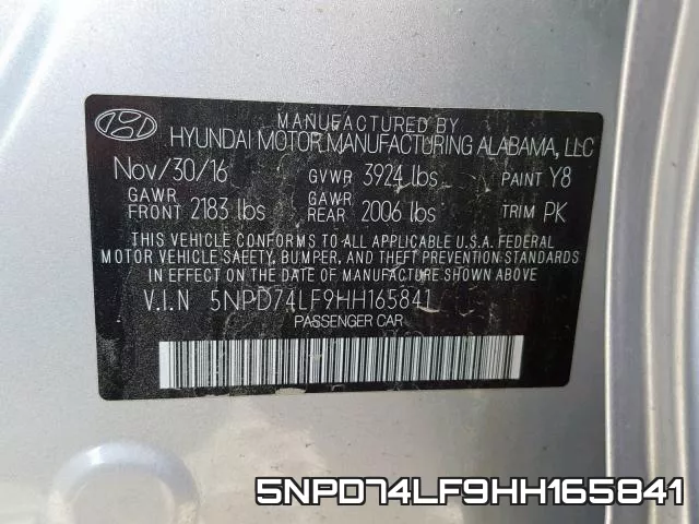 5NPD74LF9HH165841 фото 2