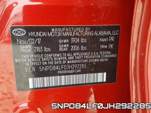 5NPD84LF0JH292285 фото 2