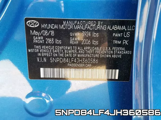 5NPD84LF4JH360586 фото 2