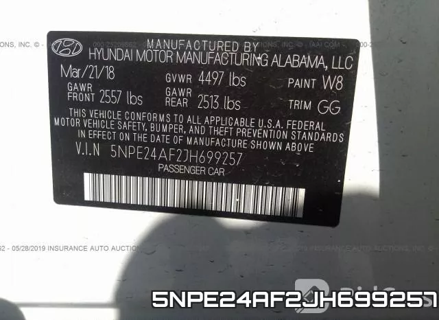 5NPE24AF2JH699257 фото 10